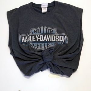Classic Harley Davidson Badge Grey Cut Off Tee